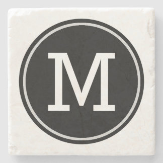 Dessous-de-verre En Pierre Initiale décorée d'un monogramme minimale sur le