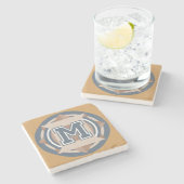 Dessous-de-verre En Pierre Initiale du monogramme "M" (Côté)