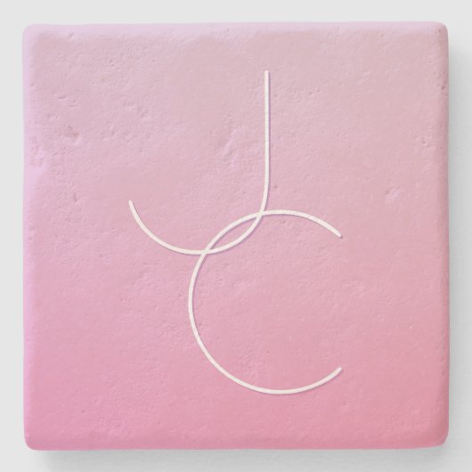 Dessous-de-verre En Pierre Initiales de chevauchement modernes 2 | Ombre rose (Devant)