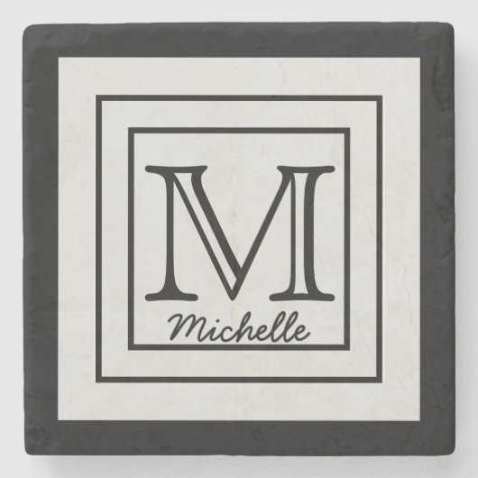 Dessous-de-verre En Pierre Initiales de nom personnalisées (Devant)