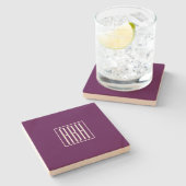 Dessous-de-verre En Pierre Initiales Monogramme | Blanc Sur Violet Foncé (Côté)