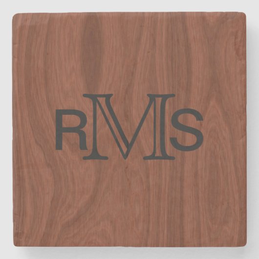 Dessous-de-verre En Pierre Initiales monogrammes élégantes | Mahogany Wood Gr (Devant)