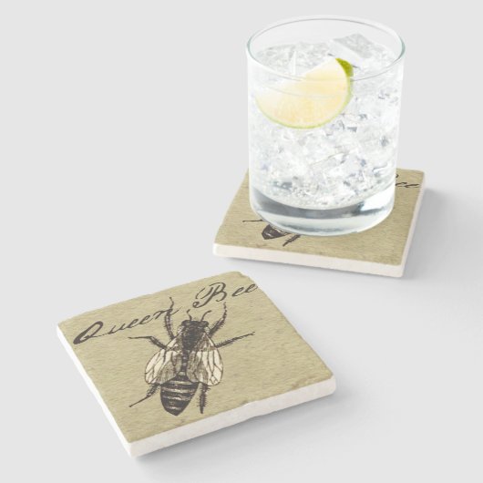 Dessous-de-verre En Pierre Insecte de la faune de l'abeille Queen (Côté)