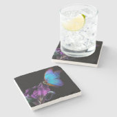 Dessous-de-verre En Pierre Iris et papillon (Côté)