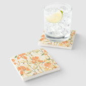 Dessous-de-verre En Pierre Iris orange : motif floral transparent (Côté)