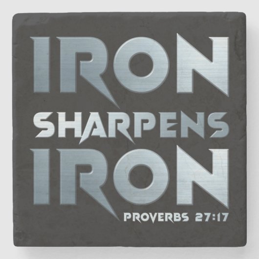 Dessous-de-verre En Pierre Iron Sharpens Fer - Christian Men & Women Proverbe (Devant)