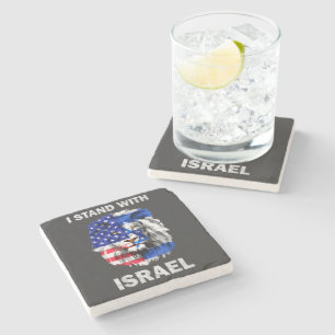 Dessous-de-verre En Pierre Israël et drapeau États-Unis Lion _ Je suis avec I