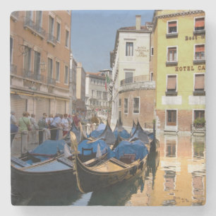 Dessous-de-verre En Pierre Italie, Venise, gondoles amarrées le long d'un can
