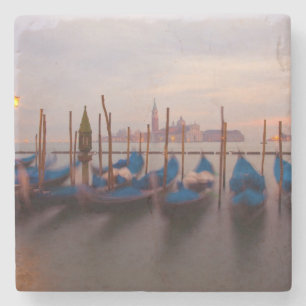 Dessous-de-verre En Pierre Italie, Venise. Gondoles ancrées au crépuscule.