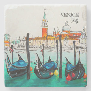 Dessous-de-verre En Pierre Italie Voyage - VENICE aquarelle souvenir