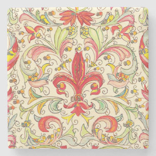 Dessous-de-verre En Pierre Italien Florentine Fleur de Lis Motif