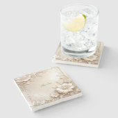 Dessous-de-verre En Pierre Ivory Flowers Stone Coaster (Côté)