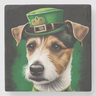 Dessous-de-verre En Pierre Jack Russell Chien en robe de fête St. Patrick