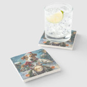 Dessous-de-verre En Pierre Jack Russell Chien équitation Moto Noël (Côté)