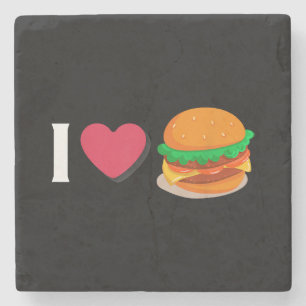 Dessous-de-verre En Pierre J'adore Burger Cheeseburger Manger Malsain