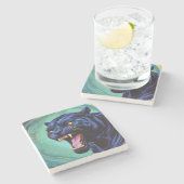 Dessous-de-verre En Pierre Jaguar - Panthère noire (Côté)