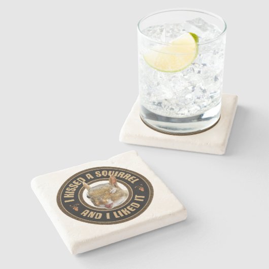 Dessous-de-verre En Pierre J'ai embrassé un écureuil - drôle de parodie (Côté)