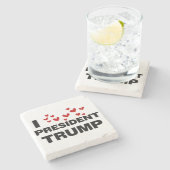 Dessous-de-verre En Pierre J'aime les coeurs du président Trump (Côté)