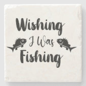 Dessous-de-verre En Pierre J'aimerais pêcher une citation drôle (Devant)