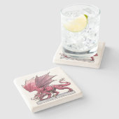 Dessous-de-verre En Pierre Janvier Birthstone Dragon - Garnet (Côté)