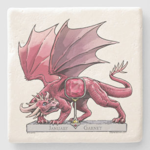Dessous-de-verre En Pierre Janvier Dragon de Birthstone - Garnet