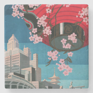 Dessous-de-verre En Pierre Japon Tokyo Vintage Affiche de voyage japonaise