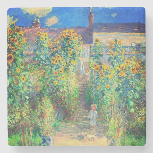 Dessous-de-verre En Pierre Jardin aux fleurs de Monet (Devant)
