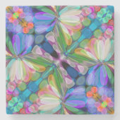 Dessous-de-verre En Pierre Jardin de Fleur sauvage de libellules Abstrait Flo (Devant)