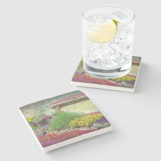 Dessous-de-verre En Pierre jardin de roche avec trellis (Côté)