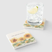 Dessous-de-verre En Pierre Jardin de tournesol Jaune Monogramme (Côté)