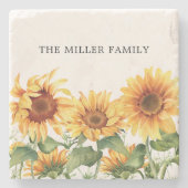 Dessous-de-verre En Pierre Jardin de tournesol Jaune Monogramme (Devant)