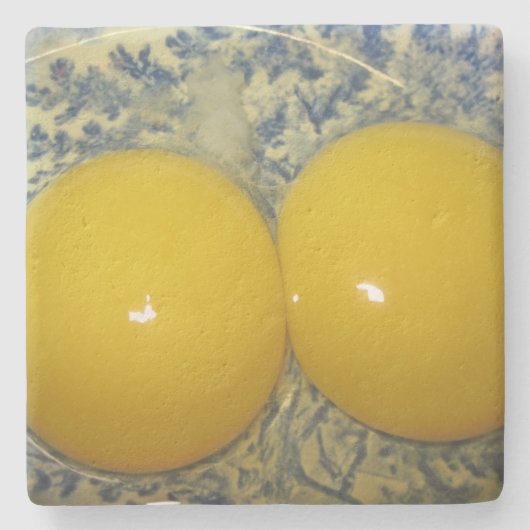Dessous-de-verre En Pierre Jaune à deux oeufs (Devant)