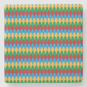 Dessous-de-verre En Pierre Jaune Bleu Vert & Rouge Géométrique Coquilles