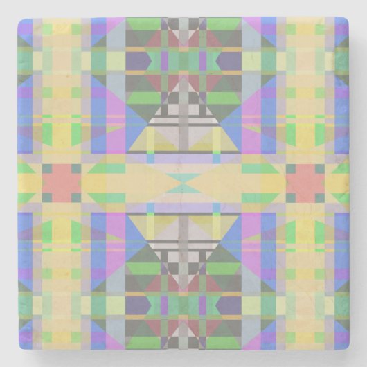Dessous-de-verre En Pierre Jaune bleu violet géométrique (Devant)