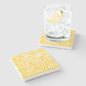 Dessous-de-verre En Pierre Jaune zèbre rayures Preppy Wild Poster de animal (Côté)