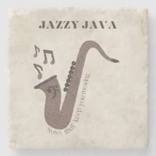 Dessous-de-verre En Pierre Jazzy Java-Grains de Café-Saxophone-