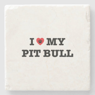 Dessous-de-verre En Pierre Je Coeur Mon Pit Bull