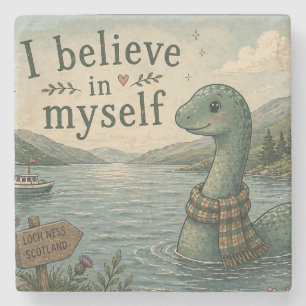 Dessous-de-verre En Pierre Je crois en moi-même Loch Ness Monster fantaisiste