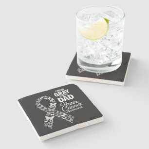 Dessous-de-verre En Pierre Je porte du gris pour mon père - Sensibilisation a