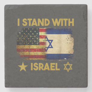Dessous-de-verre En Pierre Je suis avec Israël Drapeau Amérique