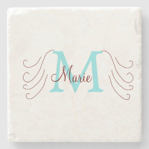 Dessous-de-verre En Pierre jeté simple minimal ajouter nom monogramme rose ro
