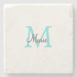 Dessous-de-verre En Pierre jeté simple minimal ajouter nom monogramme rose ro