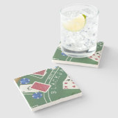 Dessous-de-verre En Pierre Jeu de Blackjack avec chips par Chariklia Zarris (Côté)