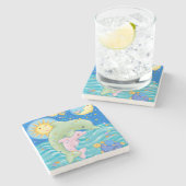 Dessous-de-verre En Pierre Jeu de dauphins (Côté)