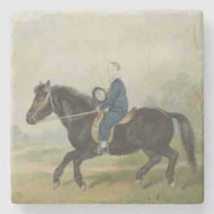 Dessous-de-verre En Pierre Jeune garçon chevauchant un poney (par Penry Willi