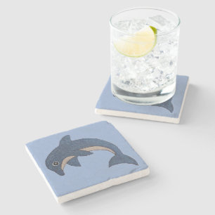Dessous-de-verre En Pierre Joli bleu blanc Suming Dolphin Cool Swirl oeil