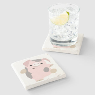 Dessous-de-verre En Pierre Joli caricature Danse Dessous de verre Pig Stone