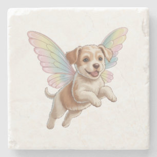Dessous-de-verre En Pierre Joli chiot avec des ailes de fée lumineuses — Anim