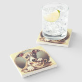 Dessous-de-verre En Pierre Joli chiot Whippet (Côté)