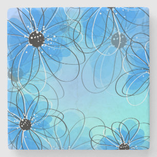 Dessous-de-verre En Pierre Joli croquis floral aux aquarelles
